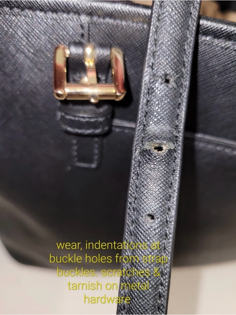 Michael Kors Jet Set Travel Black Saffiano Leather Tote with Gold Accent - Picture 13 of 16